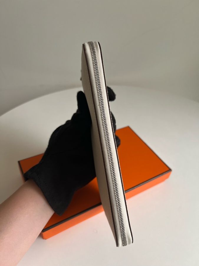 HERMES Silk'In Classique長夾 奶油白-4