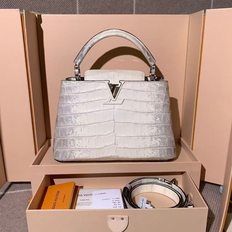 LV 路易威登Capucines 喜馬拉雅原色鰐魚皮小號手提 單肩包-0