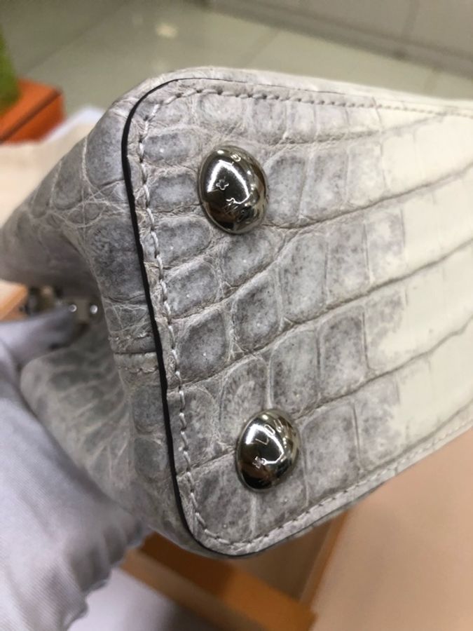 LV 路易威登Capucines 喜馬拉雅原色鰐魚皮小號手提 單肩包-11