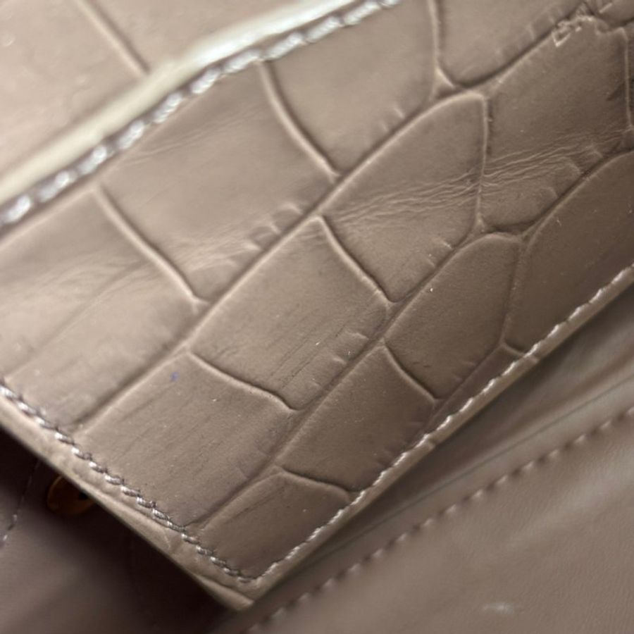 ::BALENCIAGA:: 巴黎世家 牛皮鱷魚壓紋 奶茶色迷你機車包 nano neo city 斜背/側背/手提-30
