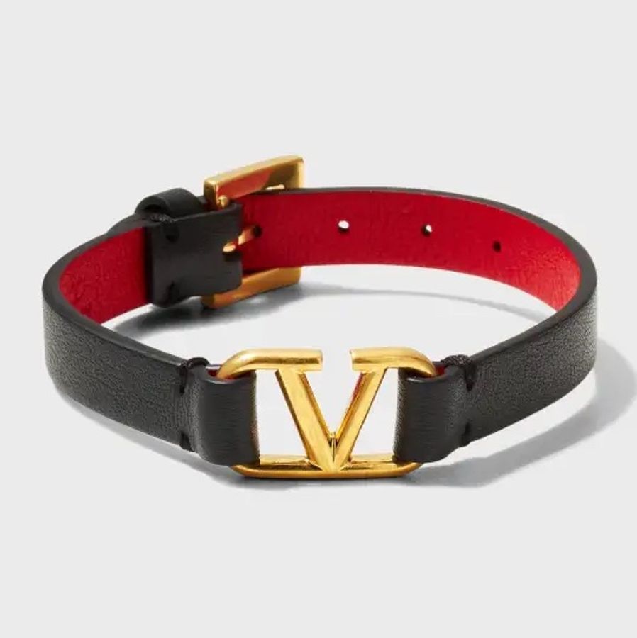 全新 Valentino 皮手環手鍊 經典黑紅 蔡依林-6