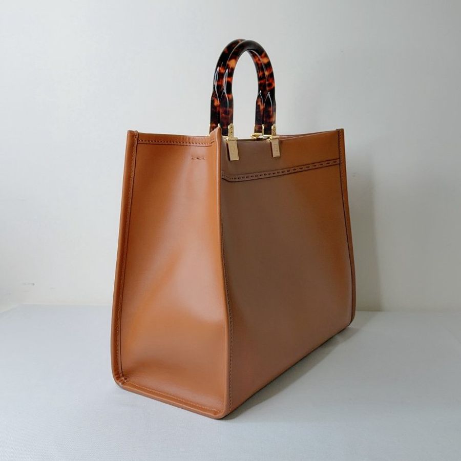 FENDI Sunshine中款玳瑁手提購物包-5