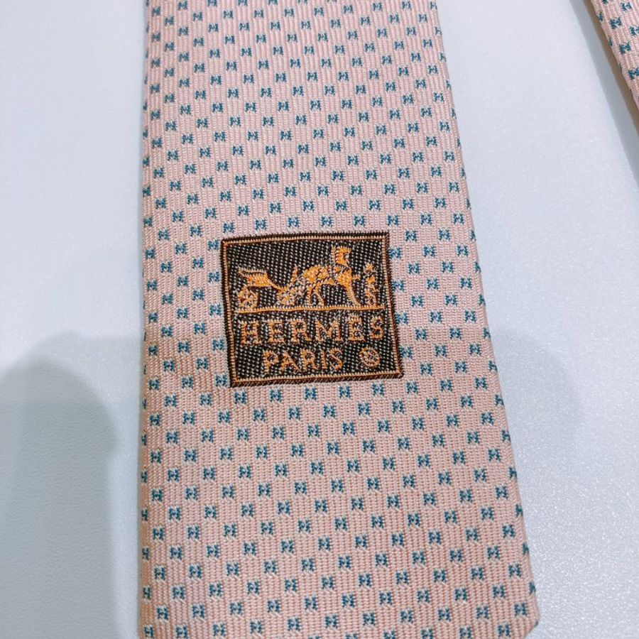 TW4578 Hermes 愛馬仕 領帶 Faconnee H Pattern Silk Tie Pink-4