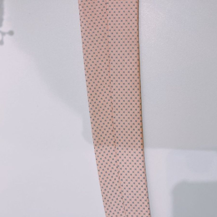 TW4578 Hermes 愛馬仕 領帶 Faconnee H Pattern Silk Tie Pink-6