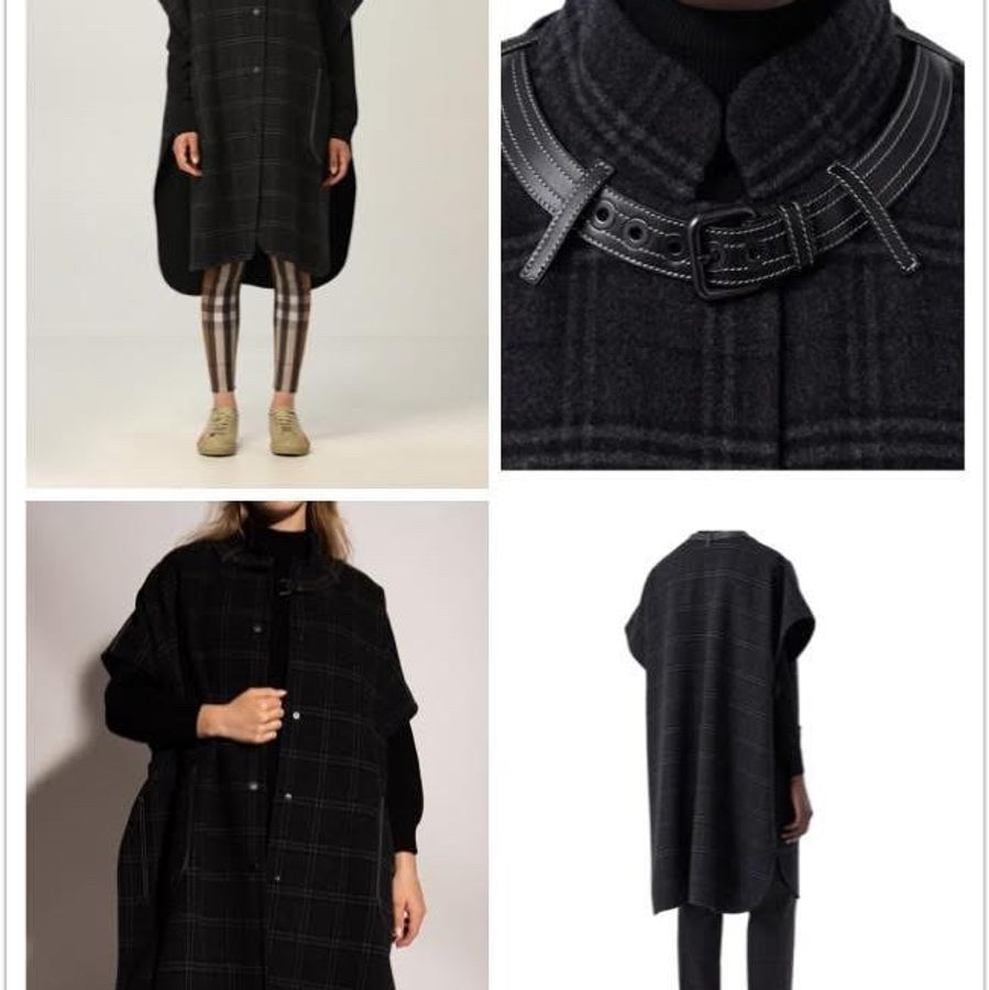 BURBERRY英國雙面格紋披肩斗篷M/L-0