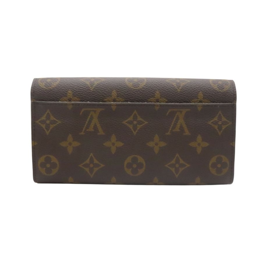 原棕色花帆布Sarah扣式長夾【LOUIS VUITTON LV 路易威登】M60531-1