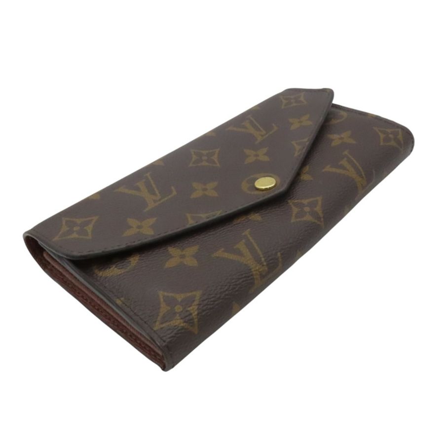 原棕色花帆布Sarah扣式長夾【LOUIS VUITTON LV 路易威登】M60531-2