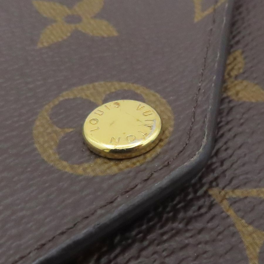 原棕色花帆布Sarah扣式長夾【LOUIS VUITTON LV 路易威登】M60531-11