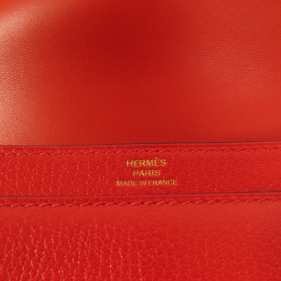 HERMES Chevre皮革Verrou Mini金扣鏈帶肩背袋Red-7
