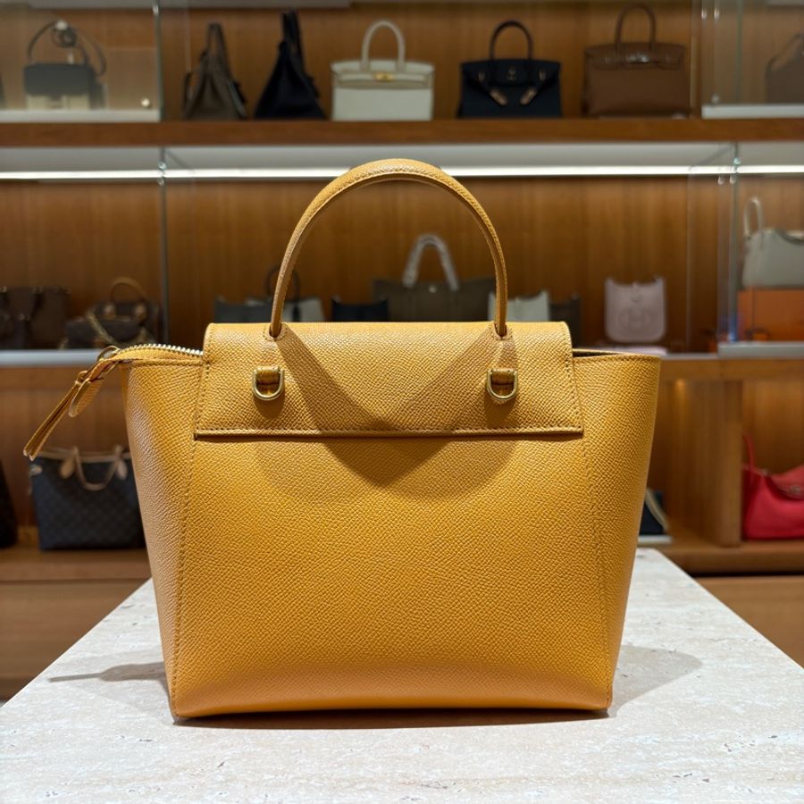【經典不敗、優雅出行】CELINE NANO 鯰魚包|黃咖皮革|法式質感小號手提斜背包 20cm-1