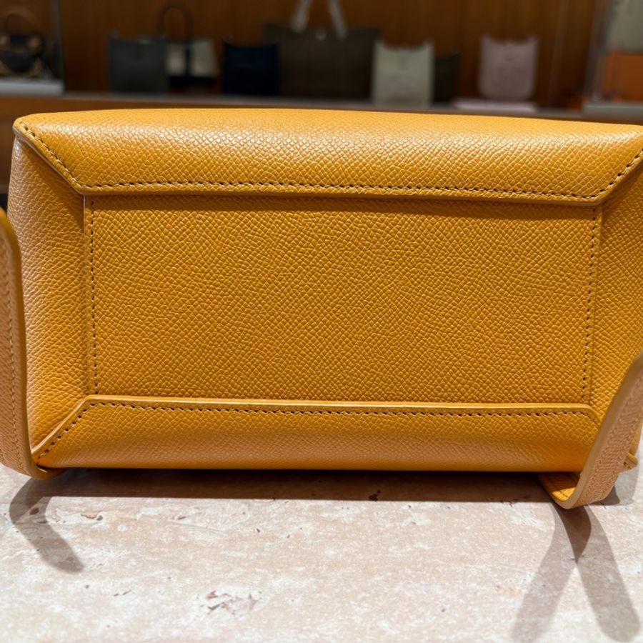 【經典不敗、優雅出行】CELINE NANO 鯰魚包|黃咖皮革|法式質感小號手提斜背包 20cm-8