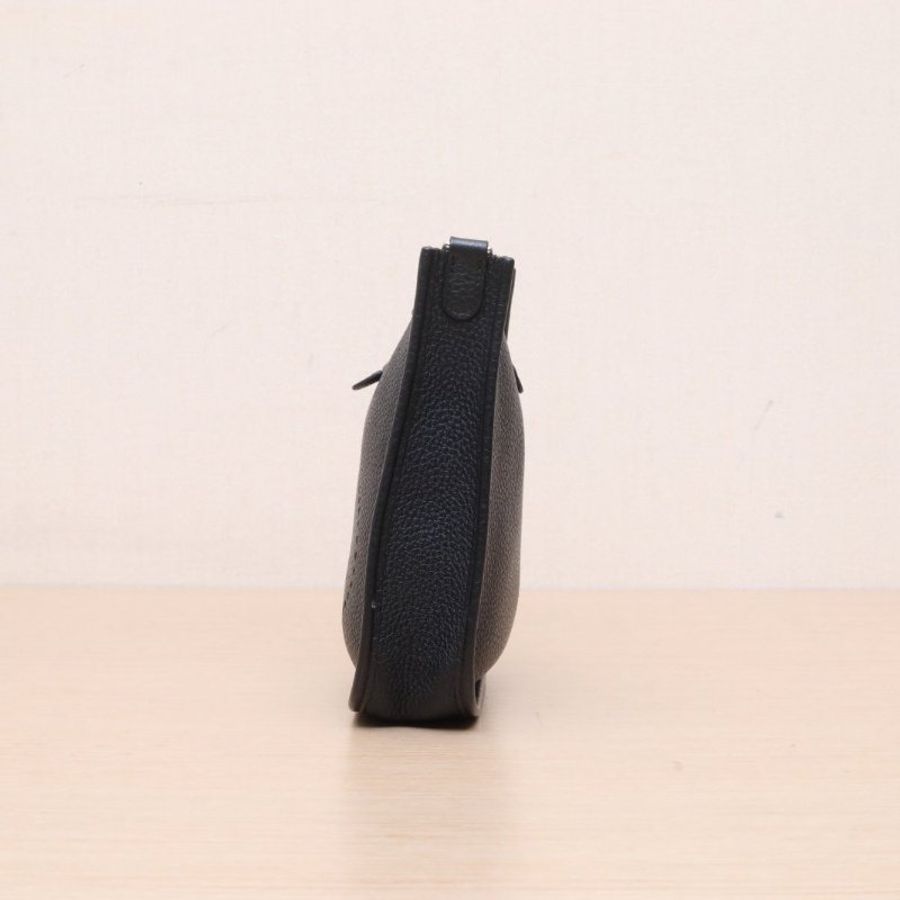 HERMES EvelyneMINI1689黑色TC皮Z刻銀扣肩背包-4
