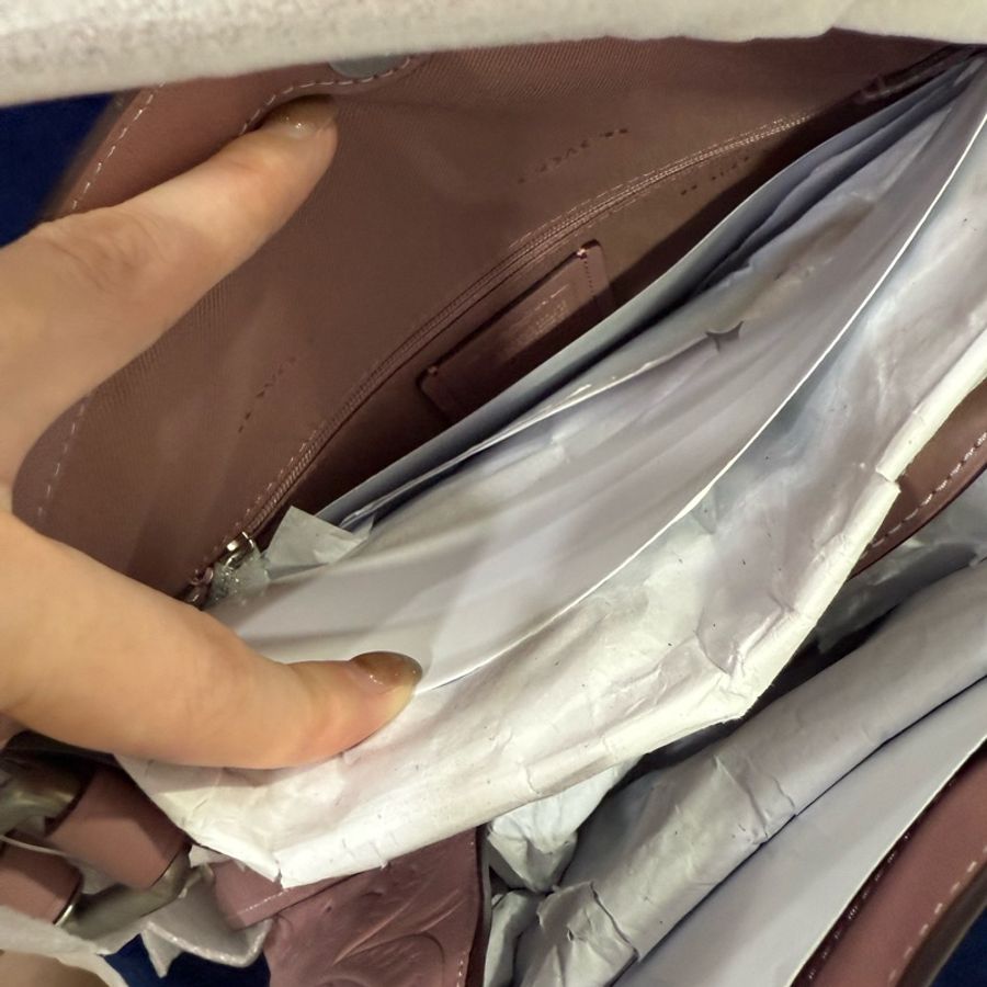 全新!特價!超美雕花!Coach 肩背包 乾燥玫瑰粉💕 托特包/腋下包-5