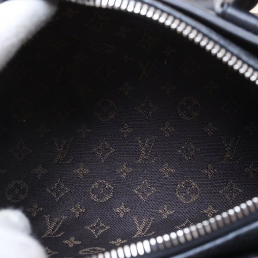 LOUIS VUITTON 黑色牛皮羊皮銀扣晶片bikernano可拆卸肩帶單肩手提包/肩背包-3