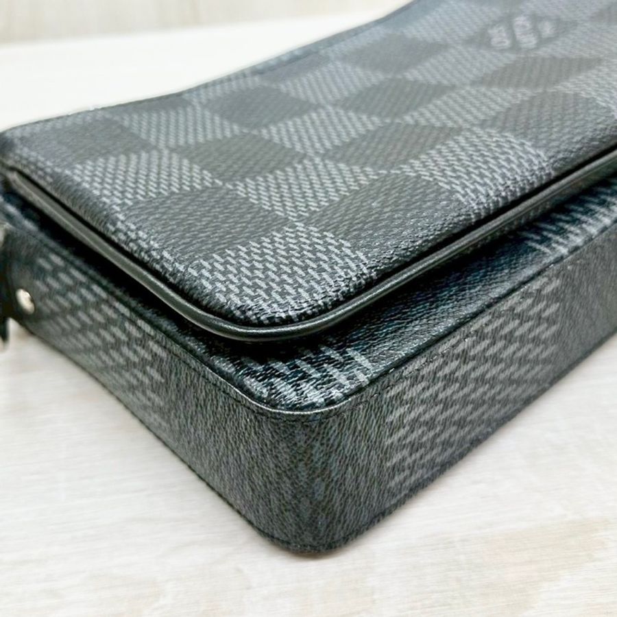 LV黑灰棋盤格帆布三合一斜背郵差包/N50017-11
