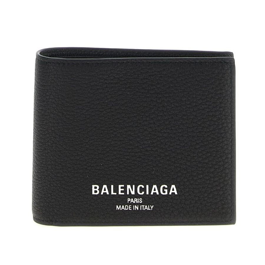 【Balenciaga 巴黎世家】Quadrato Credit 皮革 零錢包 卡夾 皮夾 短夾 黑色 8119102ABV01000-0