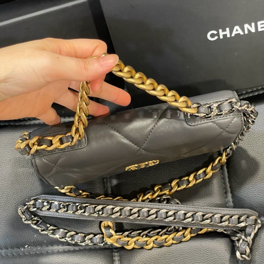 全配 🈶️購證 芯片款❤️ 香奈兒 #灰金 #深灰 #19bag #woc-1
