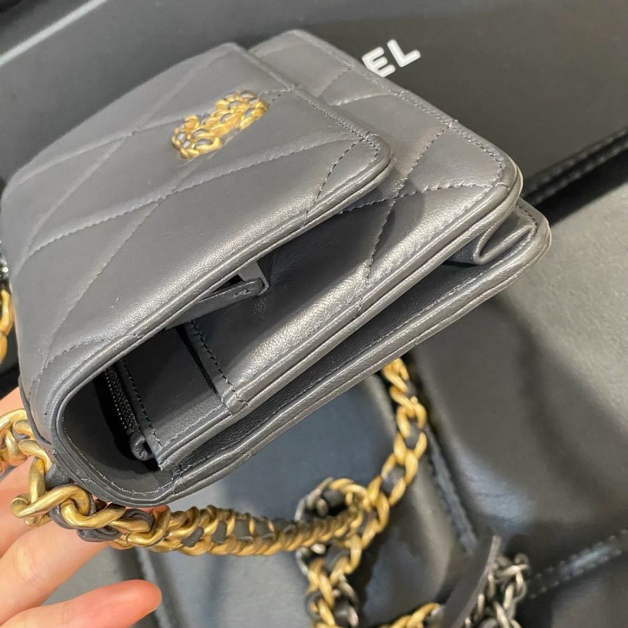 全配 🈶️購證 芯片款❤️ 香奈兒 #灰金 #深灰 #19bag #woc-3