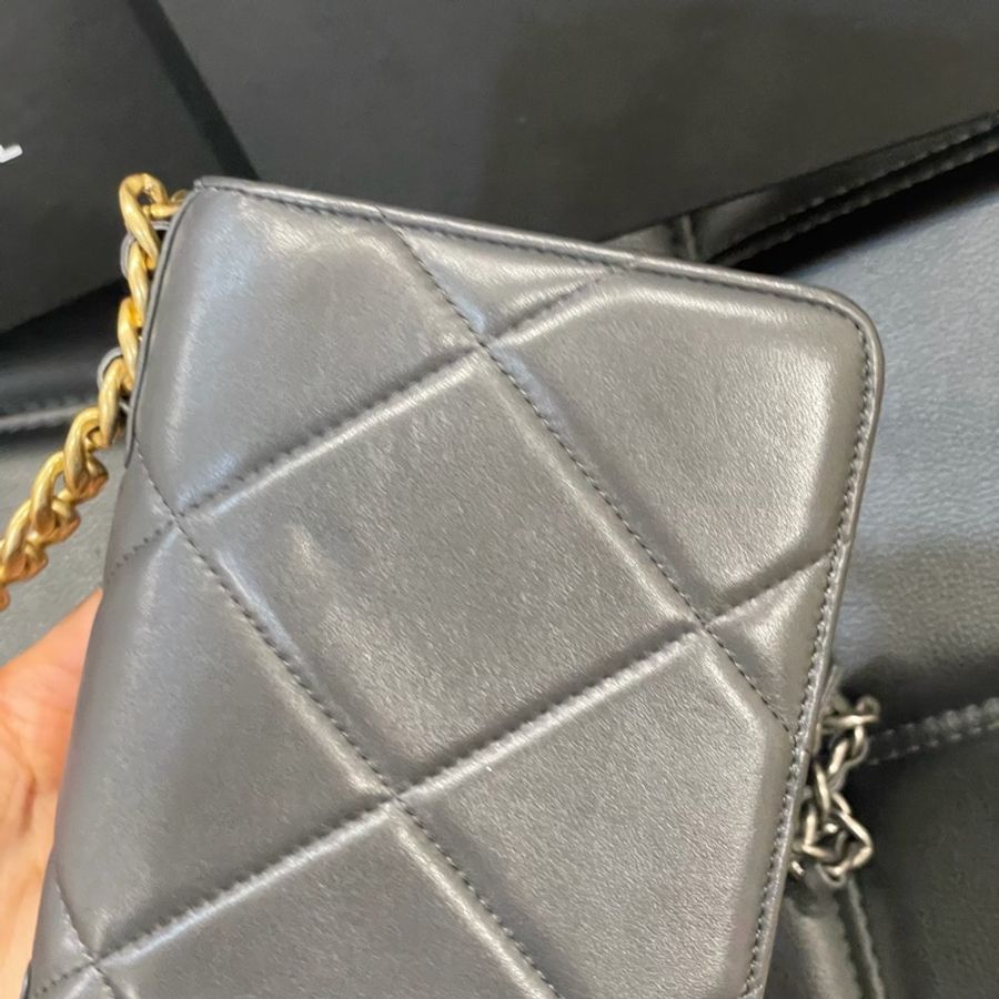 全配 🈶️購證 芯片款❤️ 香奈兒 #灰金 #深灰 #19bag #woc-8