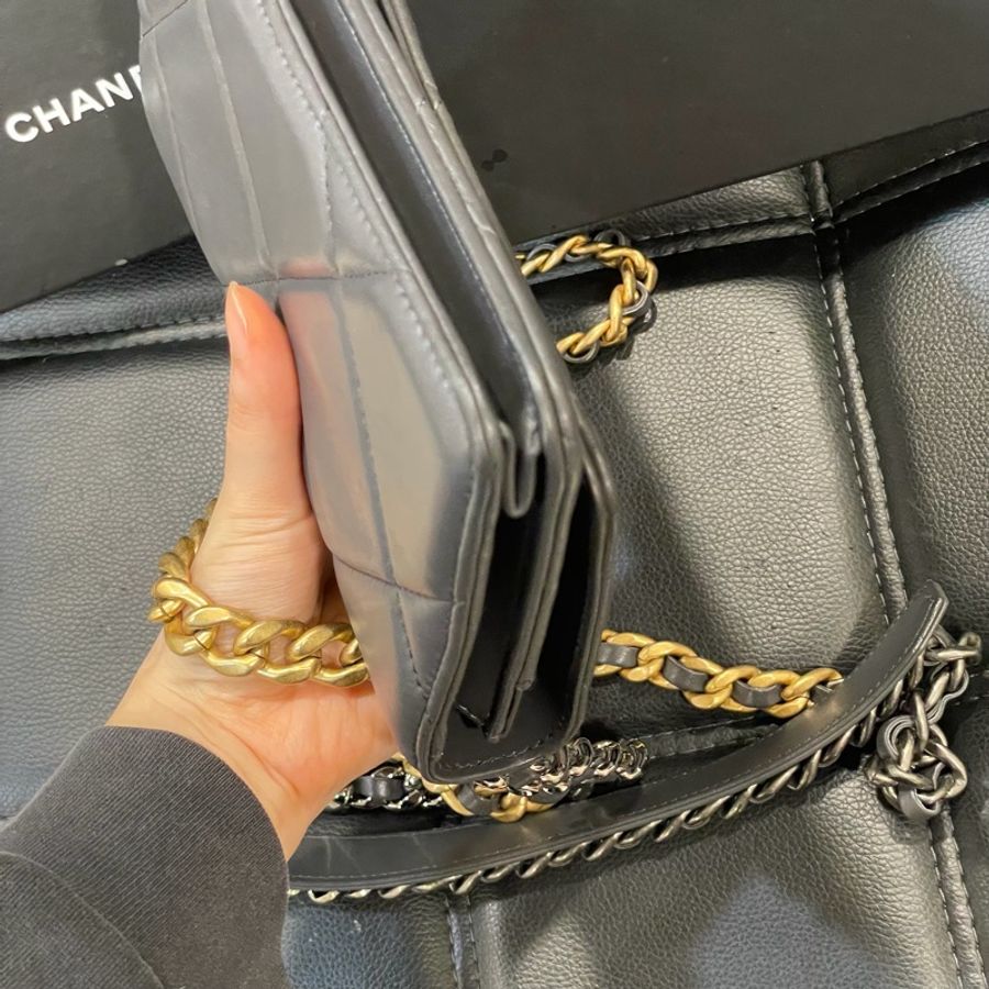 全配 🈶️購證 芯片款❤️ 香奈兒 #灰金 #深灰 #19bag #woc-9