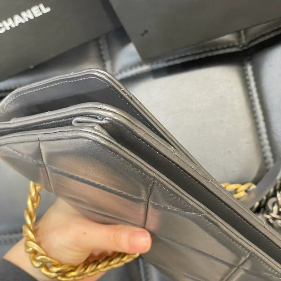 全配 🈶️購證 芯片款❤️ 香奈兒 #灰金 #深灰 #19bag #woc-11