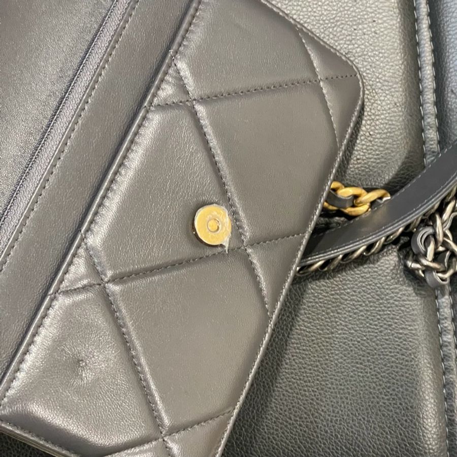 全配 🈶️購證 芯片款❤️ 香奈兒 #灰金 #深灰 #19bag #woc-14