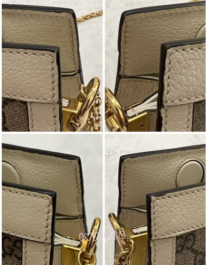 GUCCI 古馳 503877 經典Ophidia系列GG LOGO織帶皮革磁釦 斜背包 鏈條包 白 正品 二手精品-17
