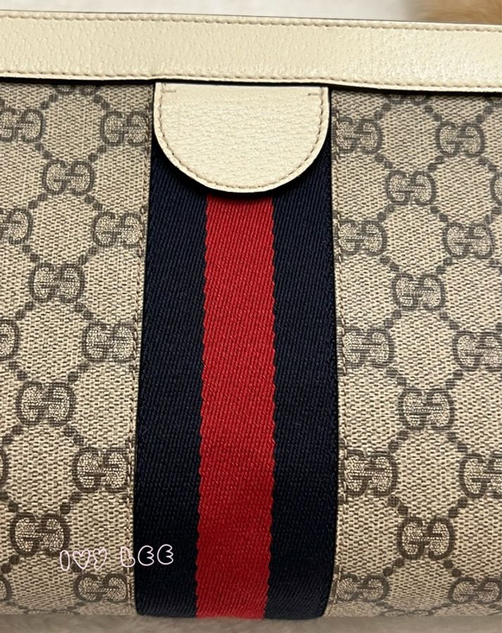 GUCCI 古馳 503877 經典Ophidia系列GG LOGO織帶皮革磁釦 斜背包 鏈條包 白 正品 二手精品-23