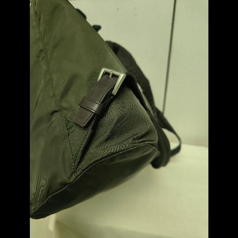 【8成新】㊣✨PRADA✨普拉達 綠色 帆布 皮革 口袋 中型 後背包 /二手包/二手精品🌳二手樹屋🌳-9