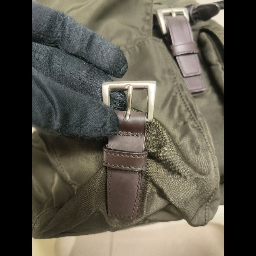 【8成新】㊣✨PRADA✨普拉達 綠色 帆布 皮革 口袋 中型 後背包 /二手包/二手精品🌳二手樹屋🌳-18