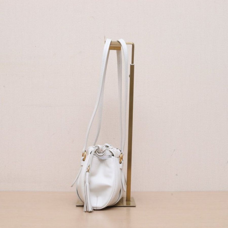 MIU MIU 白色羊皮金扣25SS新款miumiujoe迷你單肩包肩背包-4