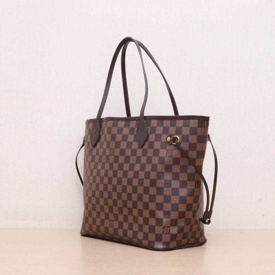LOUIS VUITTON Neverfull中號31配子袋棕色棋盤格PVC金扣2015肩背包-2
