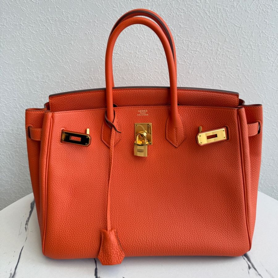 Hermes birkin30 9j橘 金釦! 超好看的橘色-0
