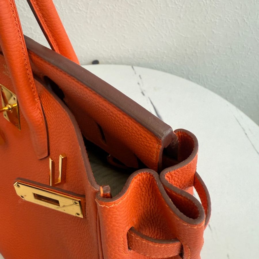 Hermes birkin30 9j橘 金釦! 超好看的橘色-7