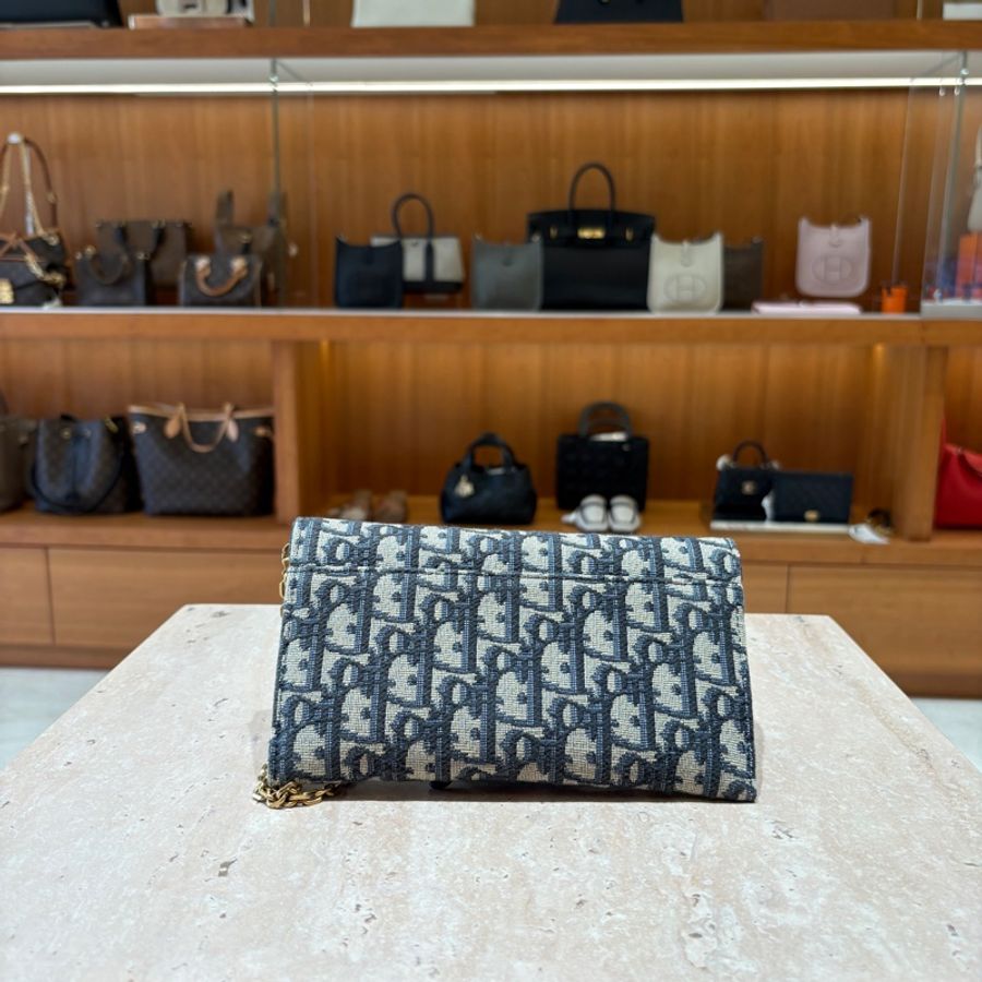 【經典緹花、優雅馬鞍】Dior Saddle 馬鞍長型鏈條包|Oblique 緹花帆布|典藏復古金鍊|附卡夾配件-1