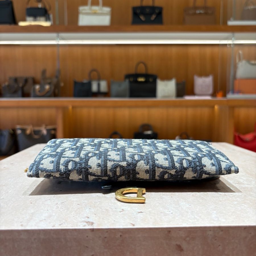 【經典緹花、優雅馬鞍】Dior Saddle 馬鞍長型鏈條包|Oblique 緹花帆布|典藏復古金鍊|附卡夾配件-2