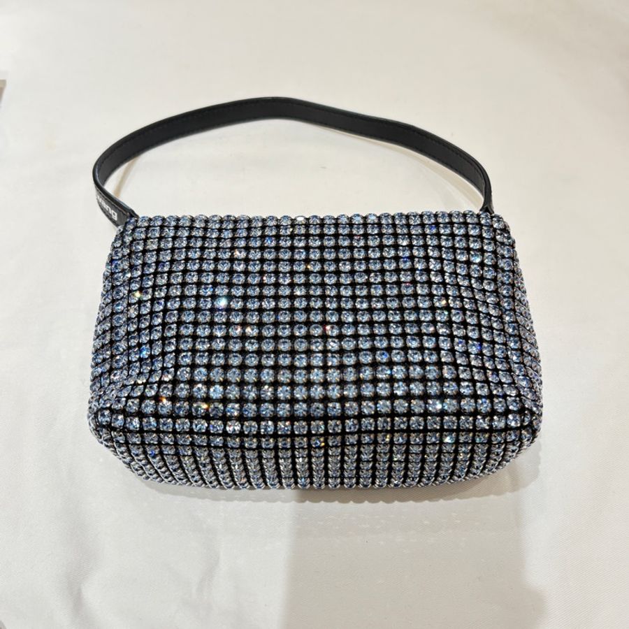 【奢華閃耀・魅力焦點】Alexander Wang heiress pouch 水晶網格晚宴包|派對名媛必備|極輕設計|黑色晶鑽肩背包-4