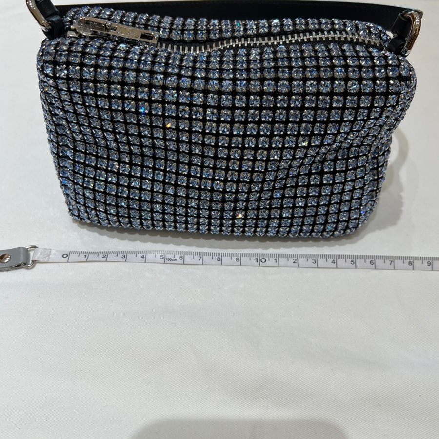 【奢華閃耀・魅力焦點】Alexander Wang heiress pouch 水晶網格晚宴包|派對名媛必備|極輕設計|黑色晶鑽肩背包-10