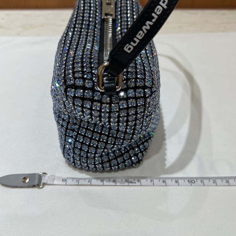 【奢華閃耀・魅力焦點】Alexander Wang heiress pouch 水晶網格晚宴包|派對名媛必備|極輕設計|黑色晶鑽肩背包-11