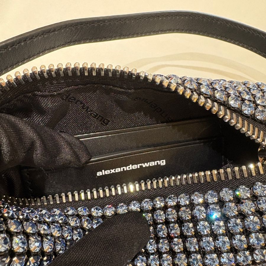 【奢華閃耀・魅力焦點】Alexander Wang heiress pouch 水晶網格晚宴包|派對名媛必備|極輕設計|黑色晶鑽肩背包-15
