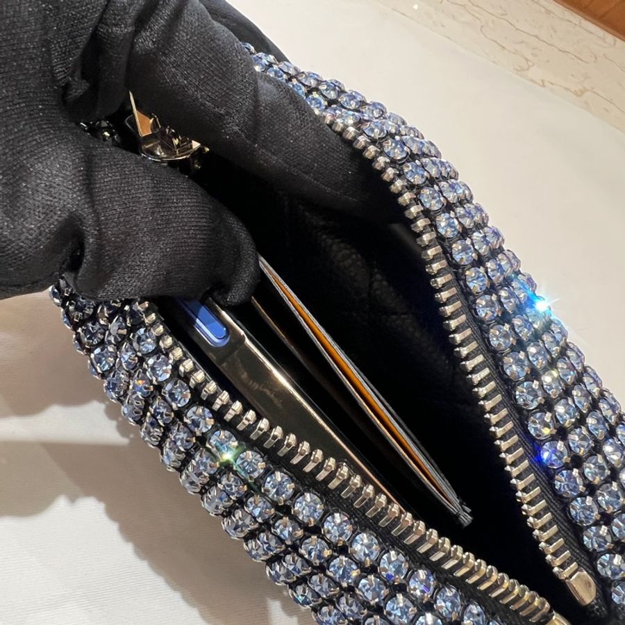 【奢華閃耀・魅力焦點】Alexander Wang heiress pouch 水晶網格晚宴包|派對名媛必備|極輕設計|黑色晶鑽肩背包-17