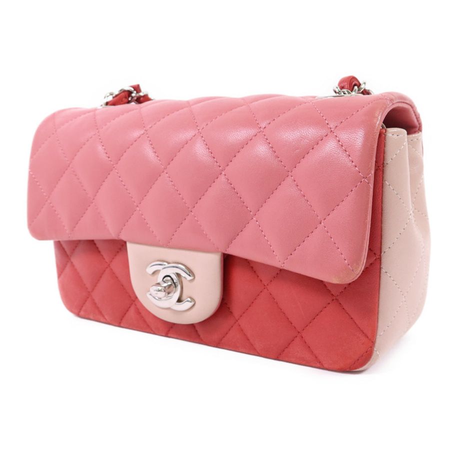 CHANEL 羊皮皮革Classic Flap 20銀扣鏈帶肩背袋-2