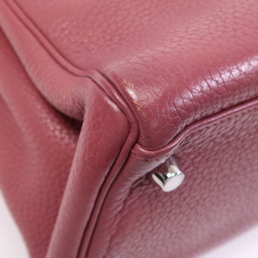 HERMES Togo皮革Kelly 28銀扣手挽肩背兩用袋Bois de Rose-8