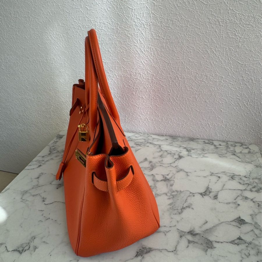 Hermes 9J橘金釦Birkin30-3