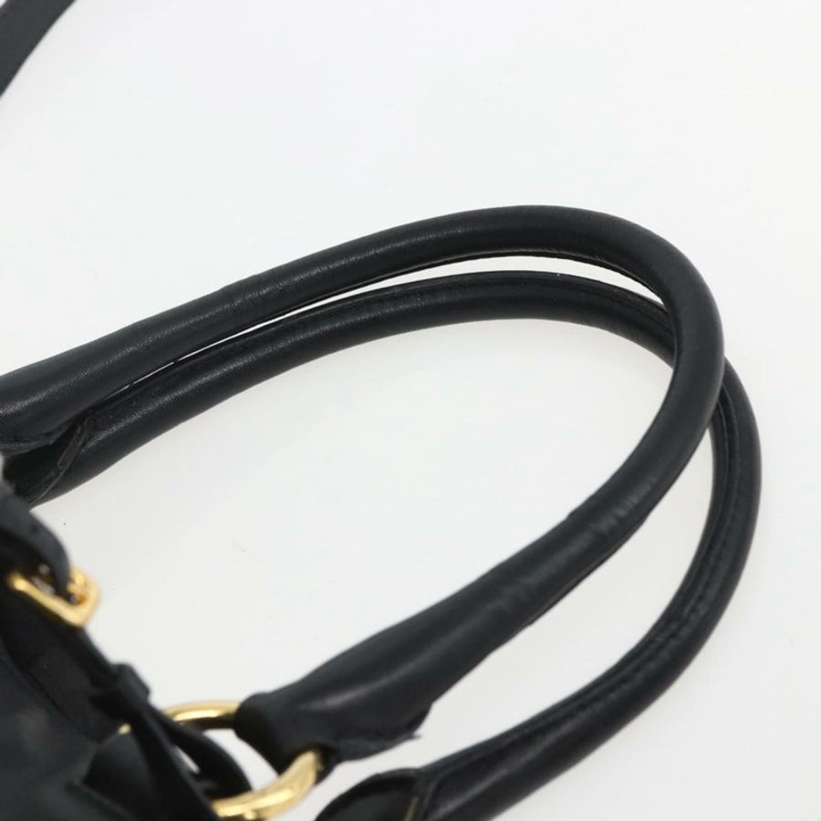 【日本直送】PRADA 手提包 皮革 2way 黑色 金色 Auth yk19782-13
