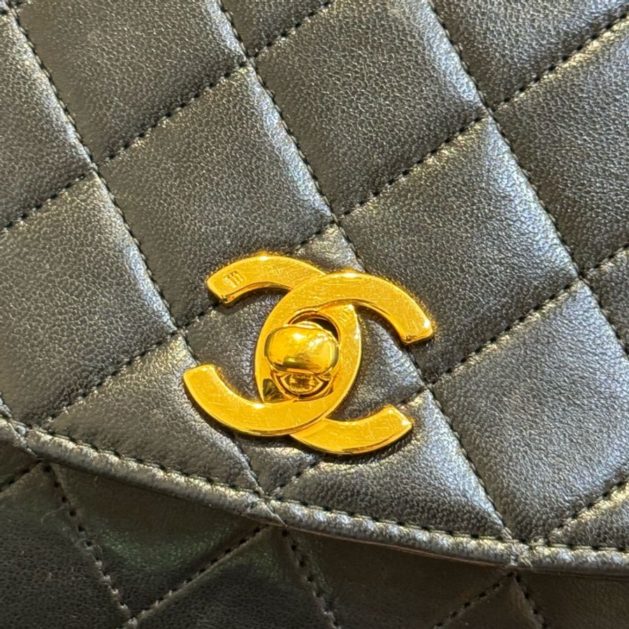 CHANEL Vintage黑羊皮信封鏈包♠️罕見款-5