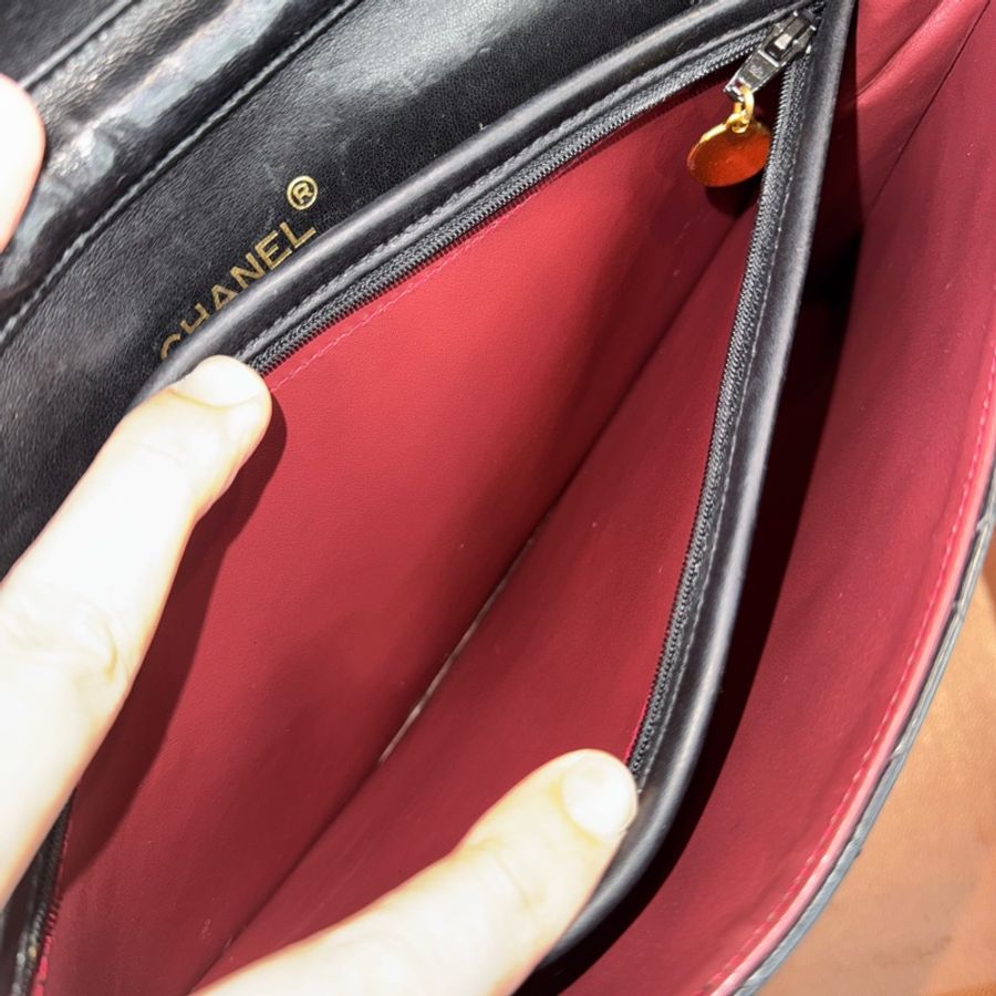 CHANEL Vintage黑羊皮信封鏈包♠️罕見款-20