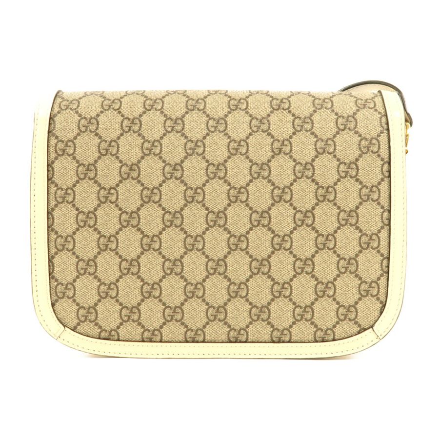 GUCCI 塗層帆布Horsebit 1955金扣肩背袋-1