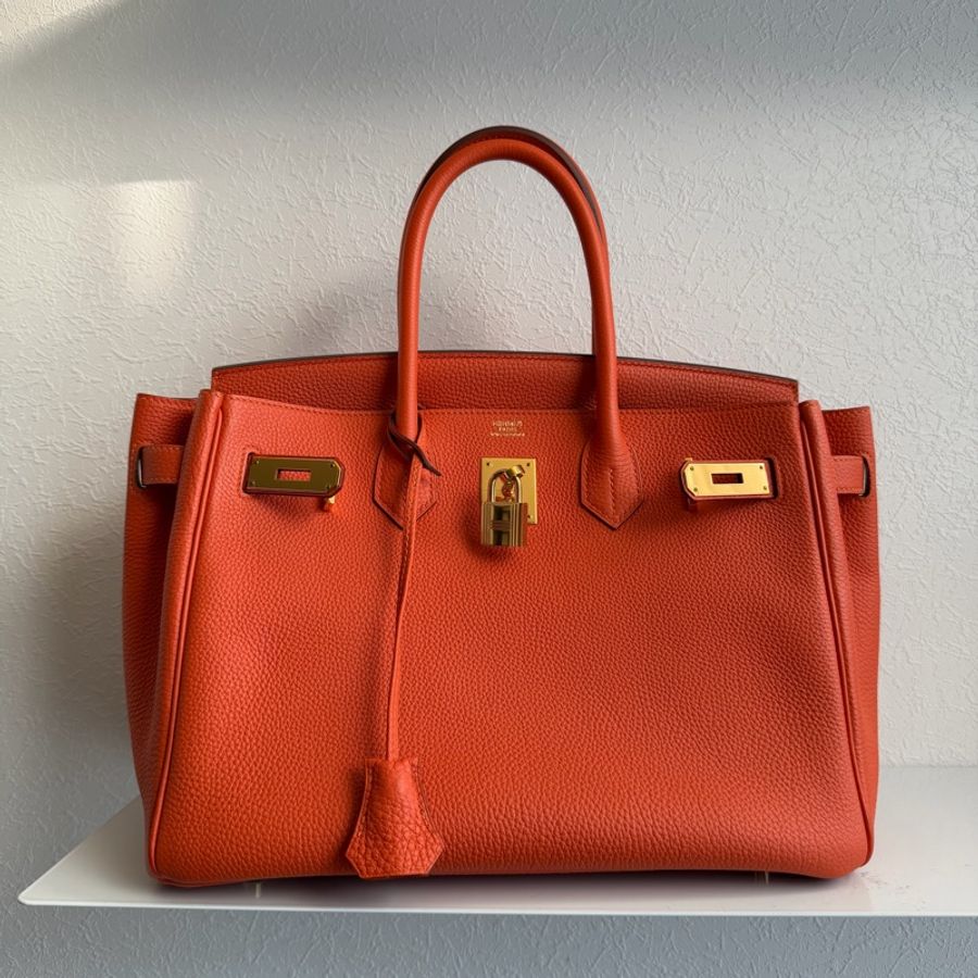 Hermes 9j橘鉑金30 Birkin 30金釦-5