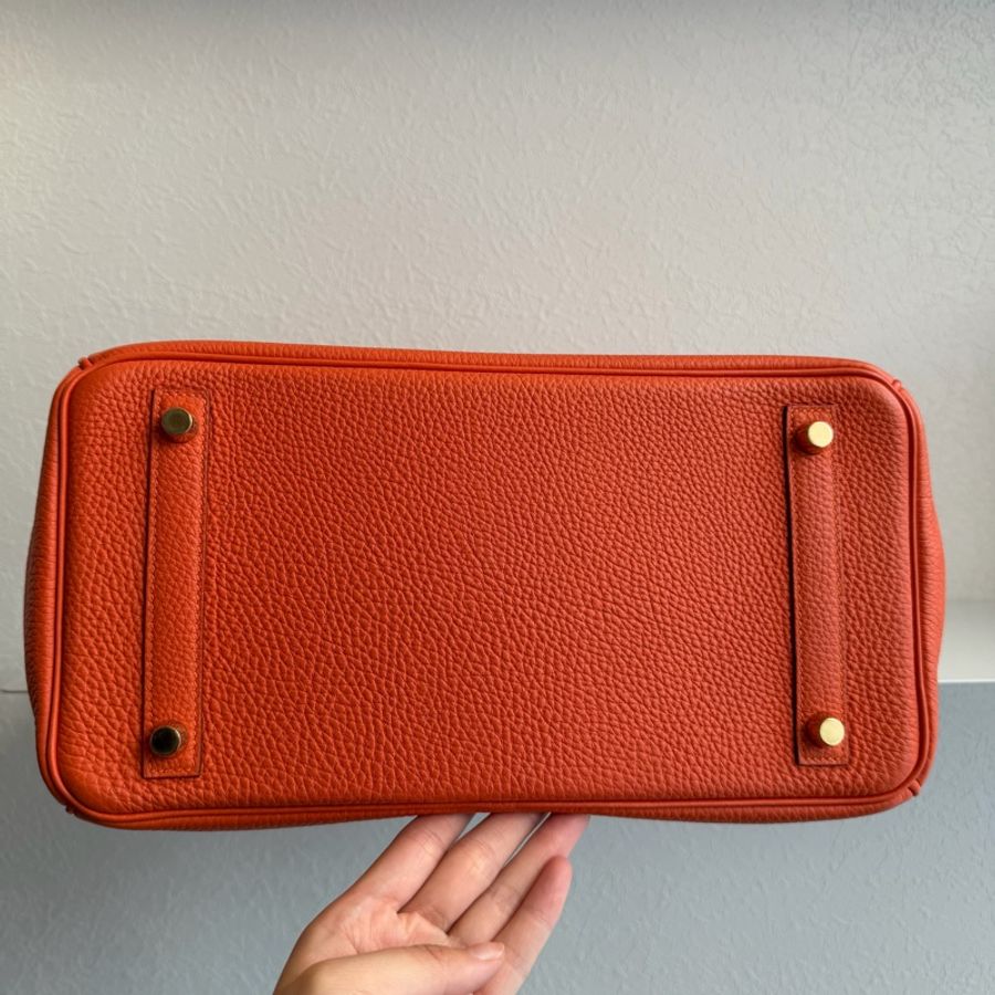 Hermes 9j橘鉑金30 Birkin 30金釦-7